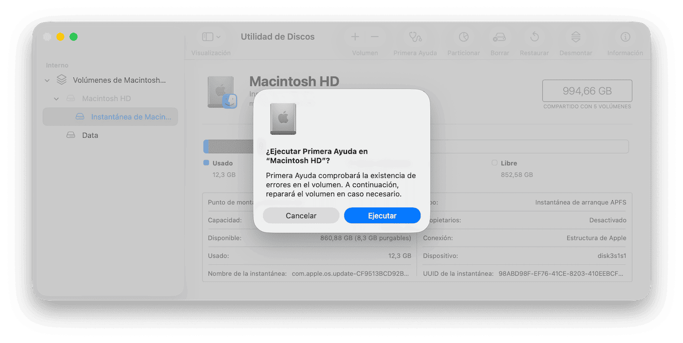 Repara los permisos del disco en modo seguro