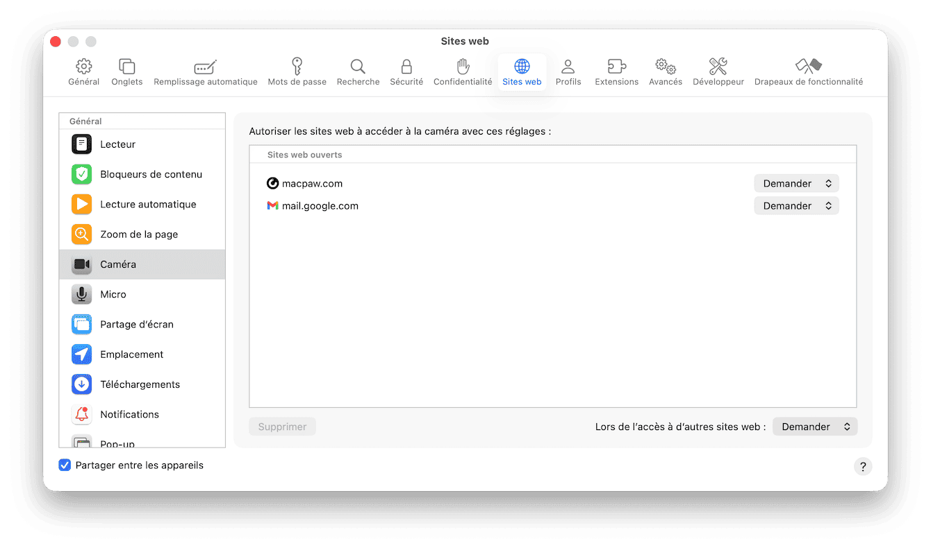 &Eacute;teignez la cam&eacute;ra de votre Mac