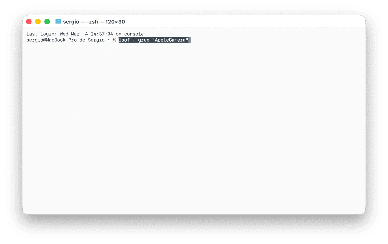 Utiliza Terminal para consultar el historial de la webcam