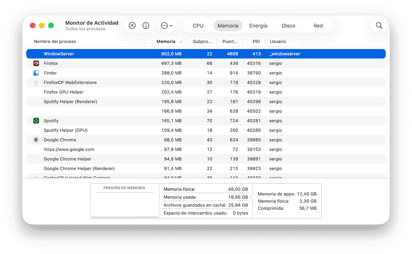 Reduce el uso de la memoria