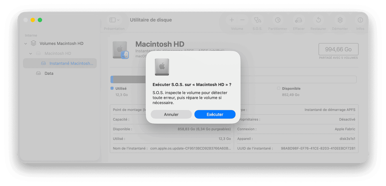 Utilisez l'outil Utilitaire de disque