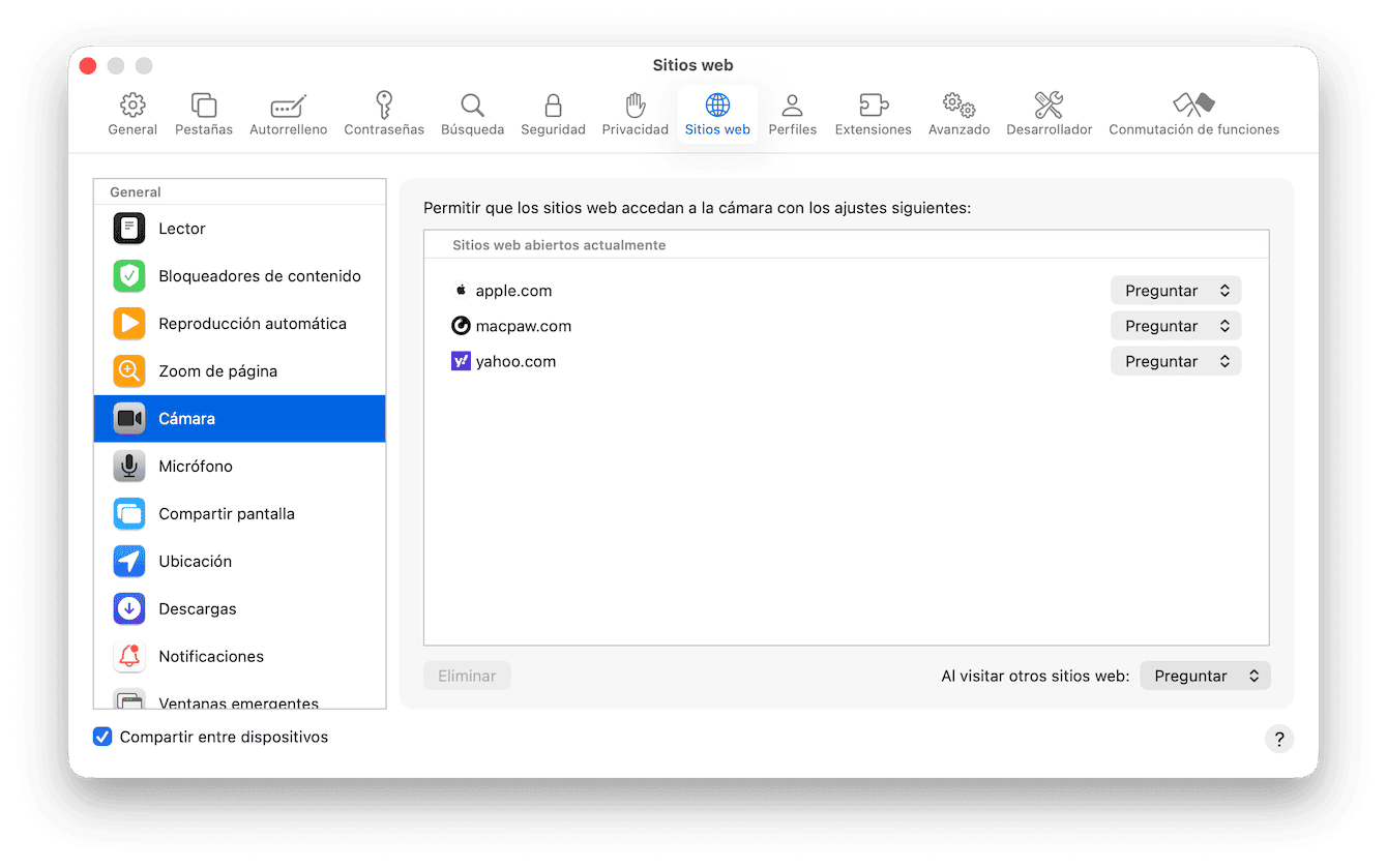 Apaga la c&aacute;mara del Mac