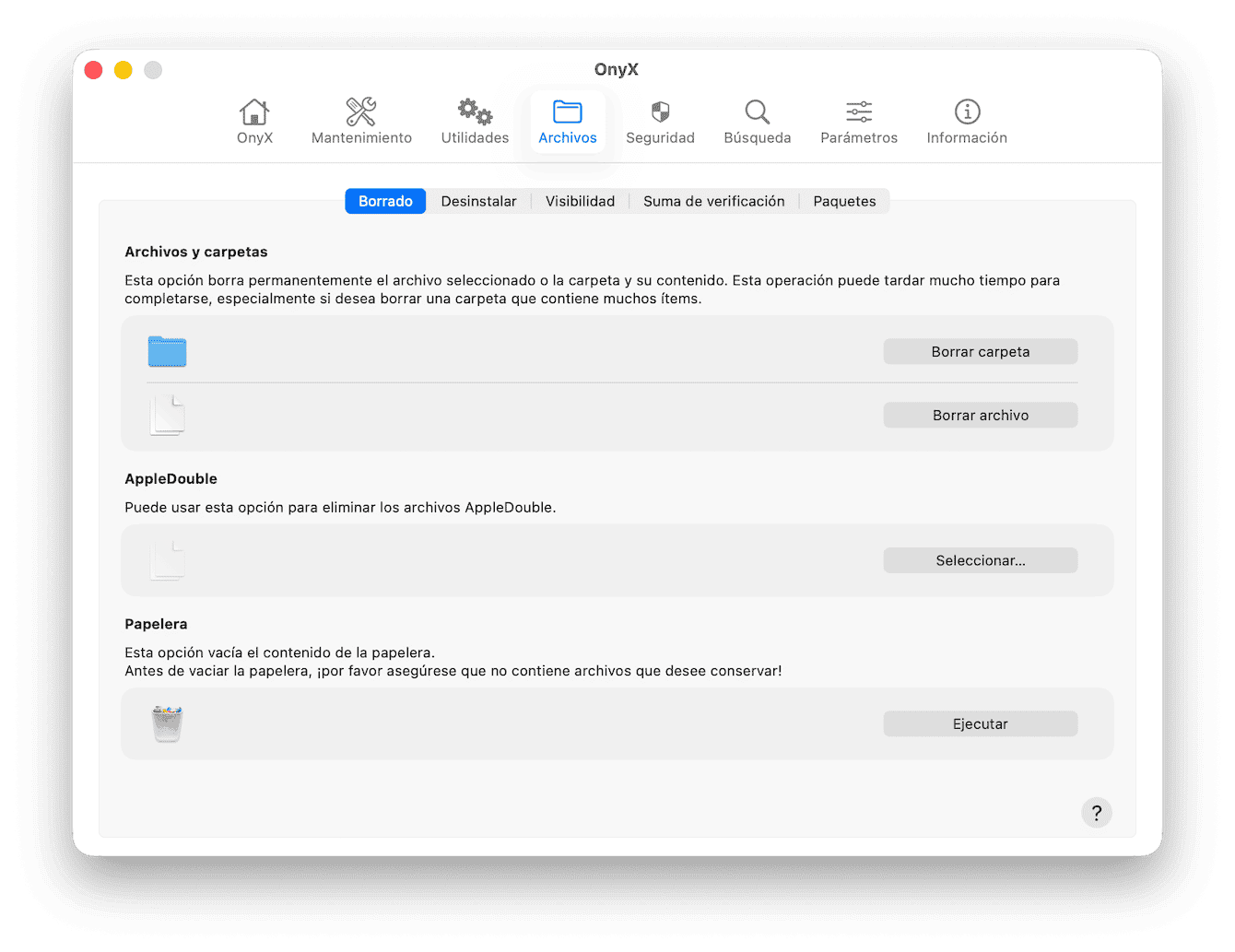 OnyX&nbsp;es otra app de limpieza gratuita para Mac