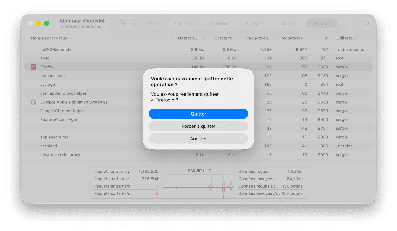 V&eacute;rifiez si des applications sont bloqu&eacute;es