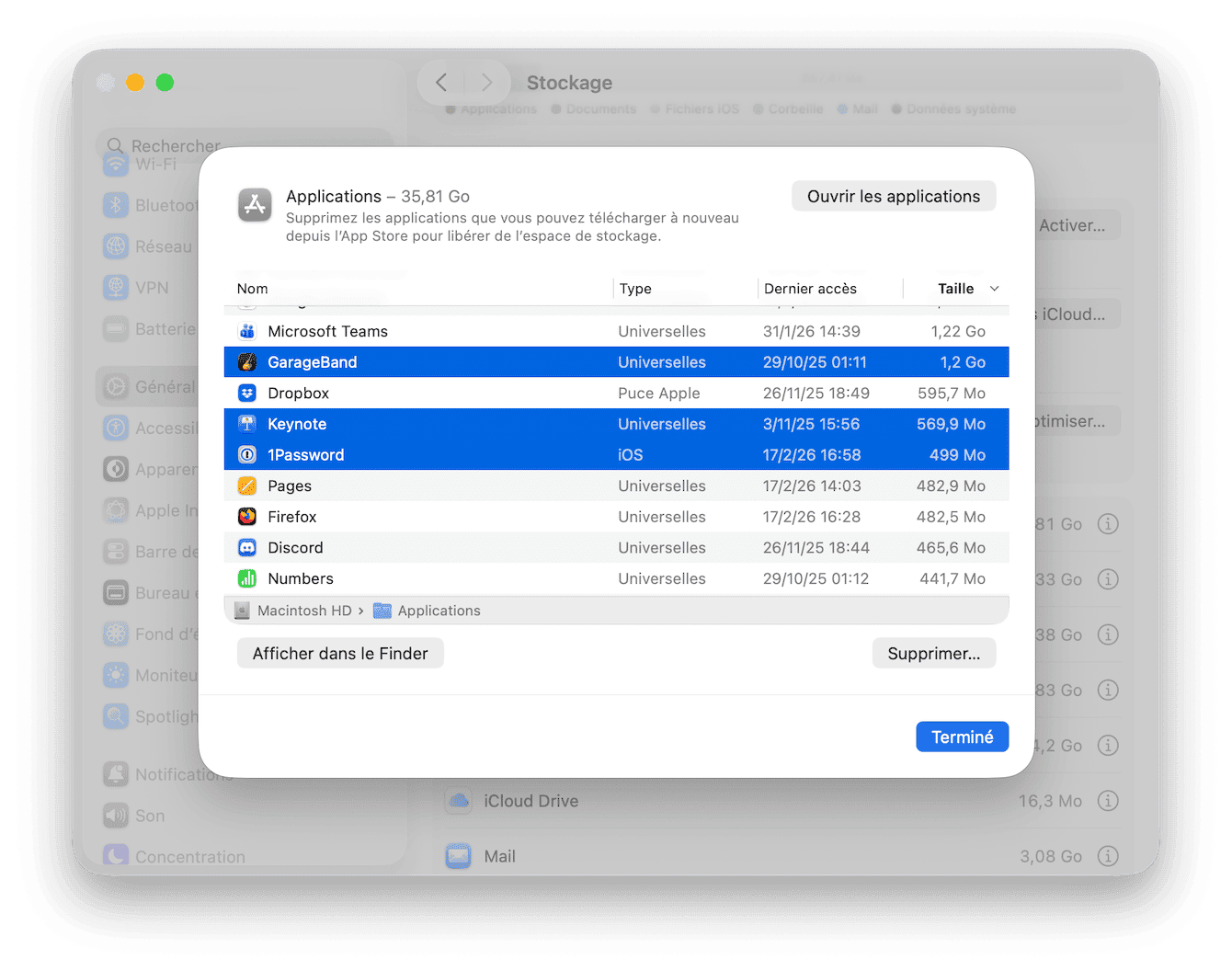 D&eacute;sinstallez les applications non utilis&eacute;es