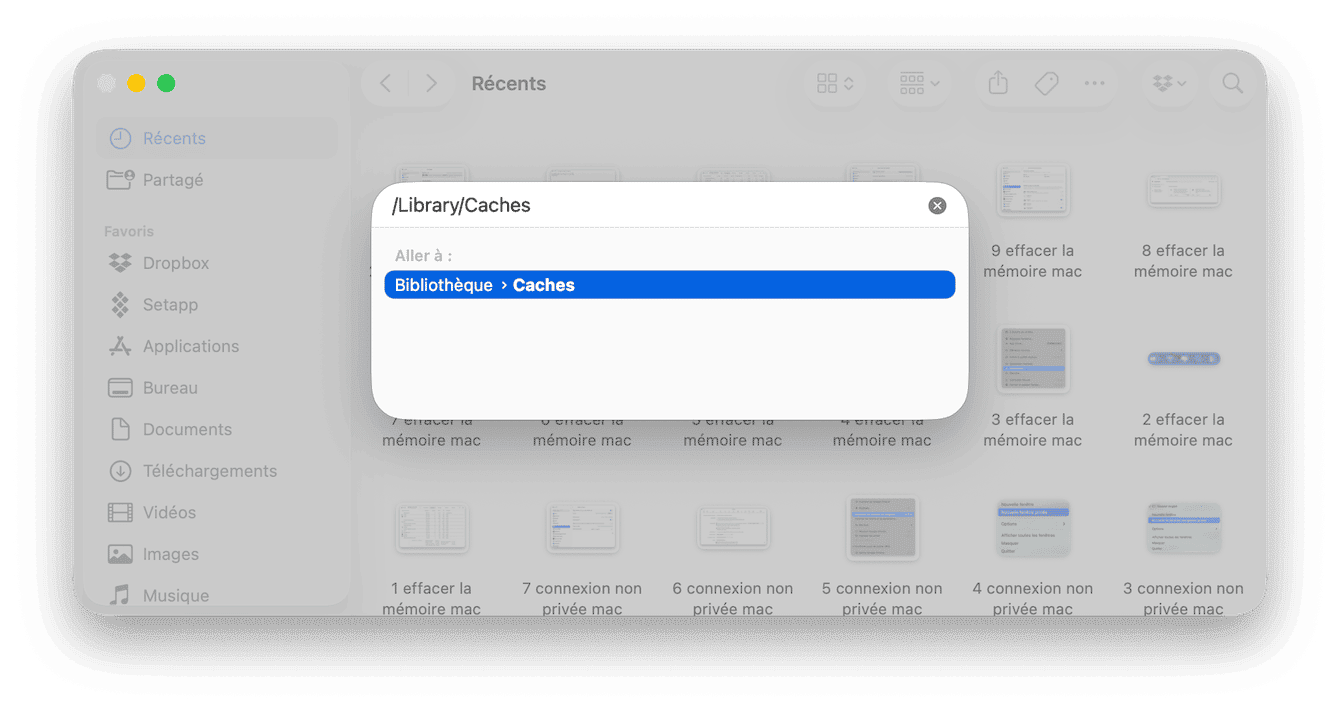 Faites ensuite de m&ecirc;me avec /Library/Caches