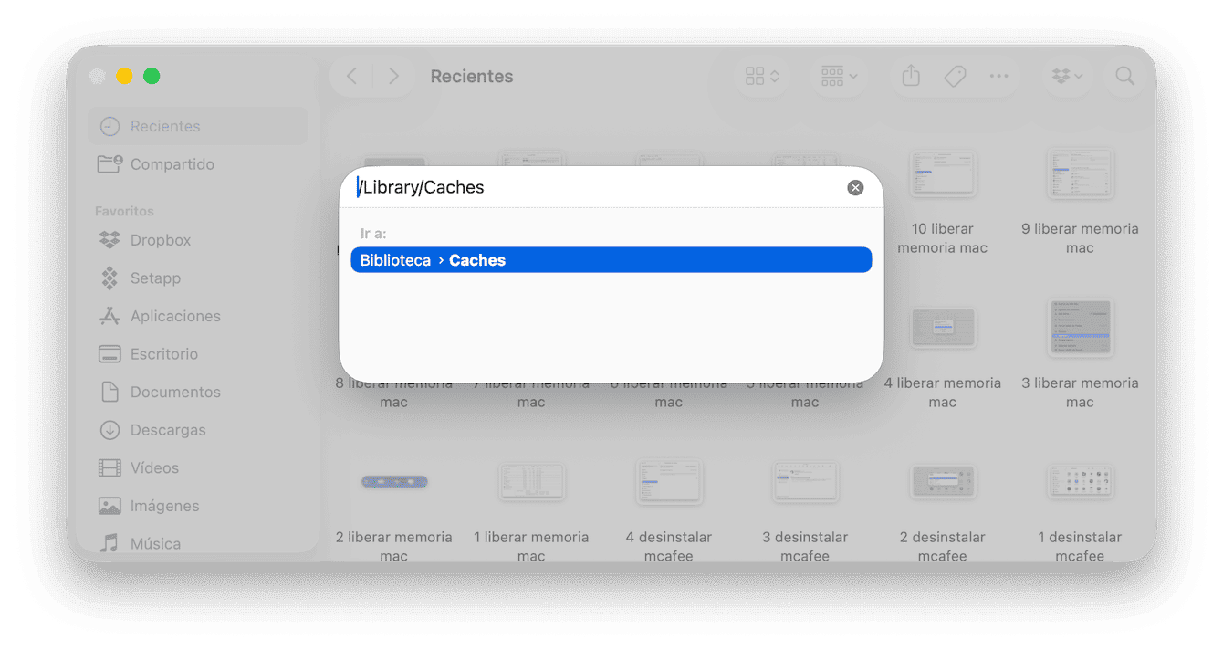 Ahora haz lo mismo con /Library/Caches