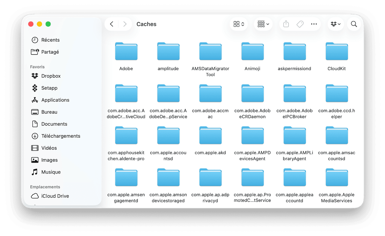 Supprimez les fichiers cache