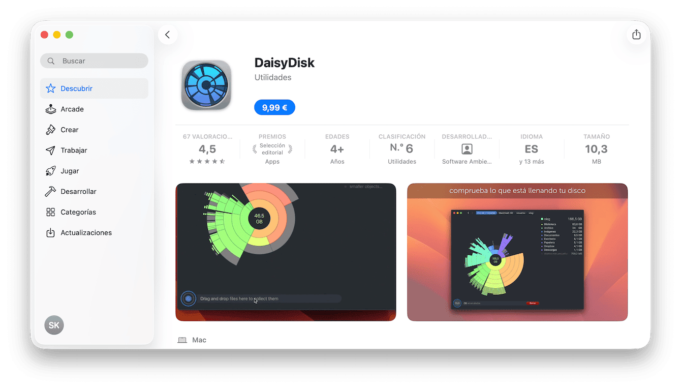 DaisyDisk es una app dedicada exclusivamente a la limpieza de Macs