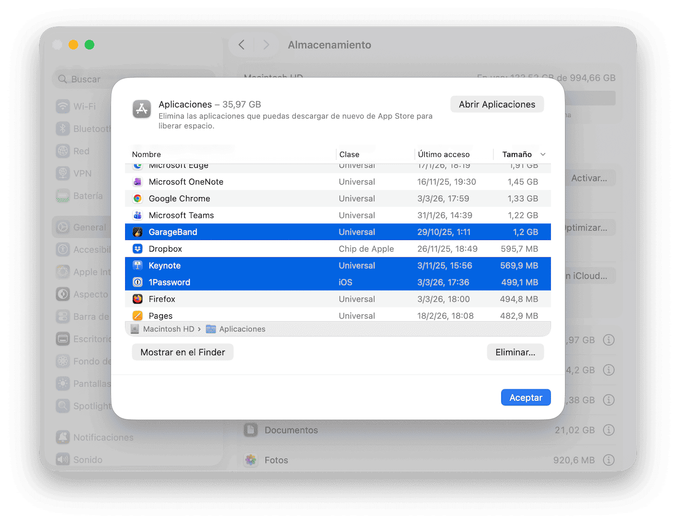 Desinstala apps que no usas
