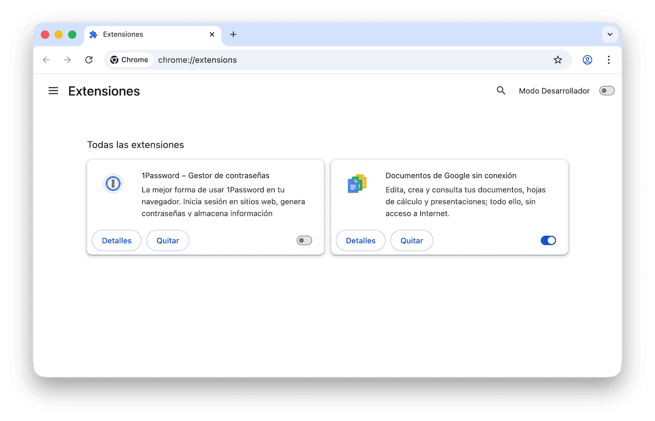 Elimina extensiones de navegadores