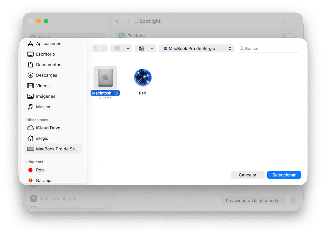 Desde el men&uacute; Apple, ve a Ajustes del Sistema > General > Spotlight