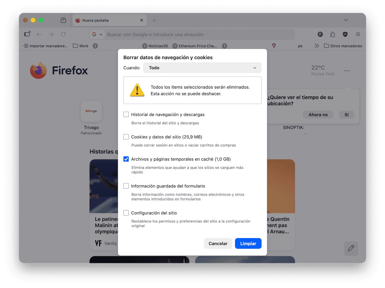 C&oacute;mo eliminar la cach&eacute; en Firefox
