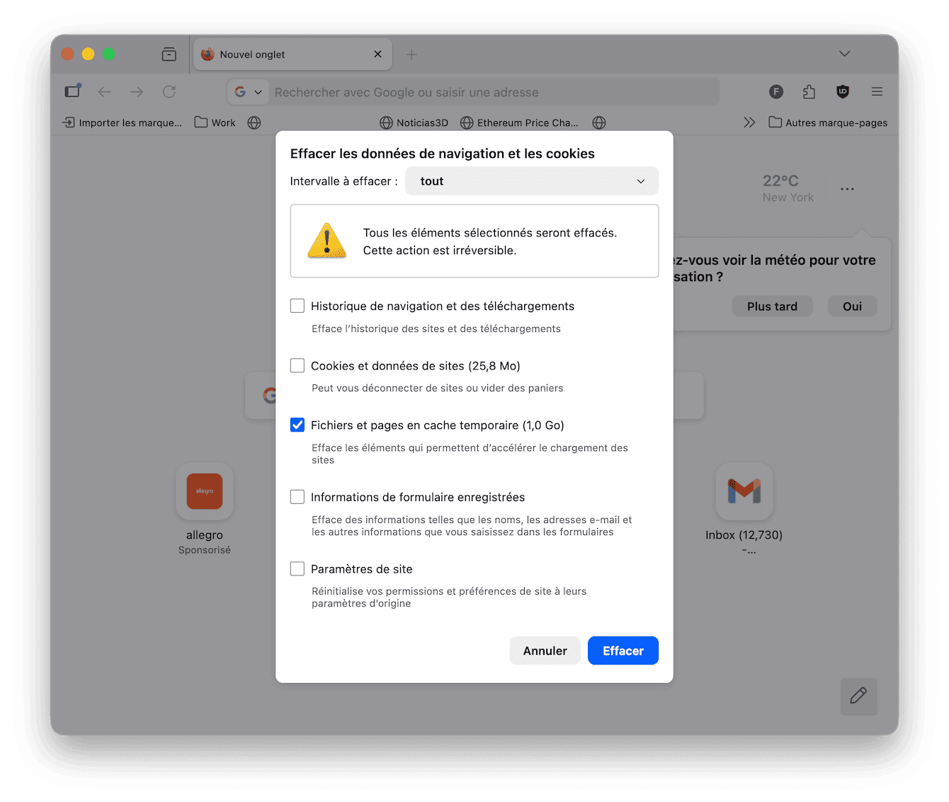 Comment supprimer le cache de Firefox