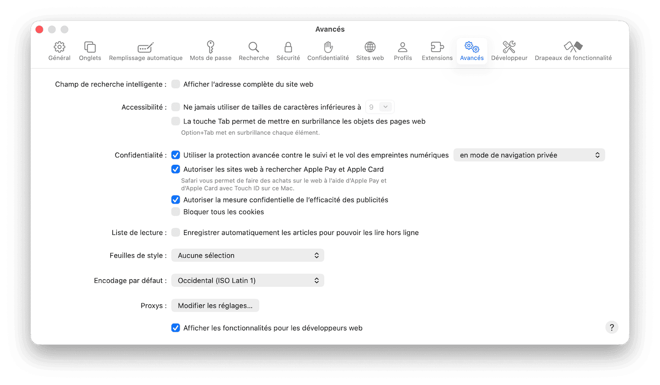 Pour supprimer le cache de Safari
