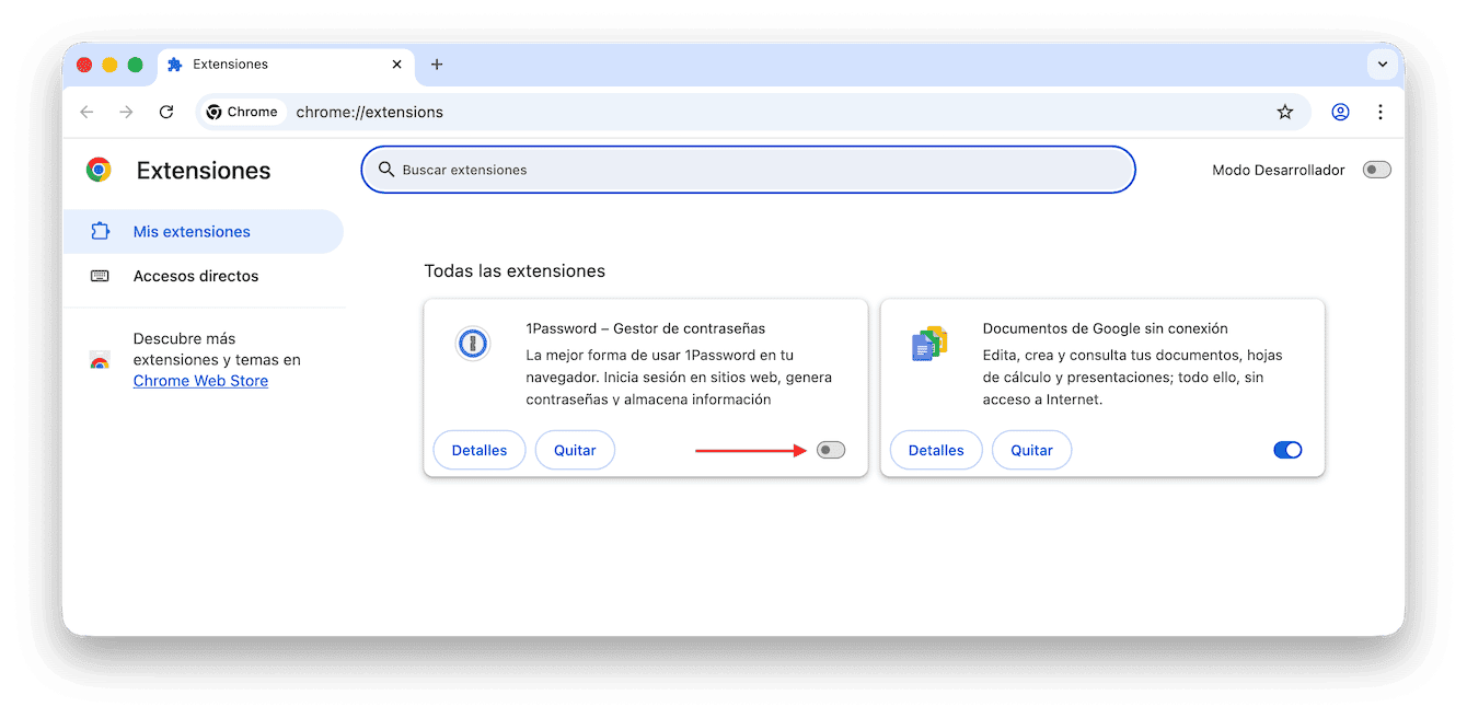 Elimina extensiones de navegadores