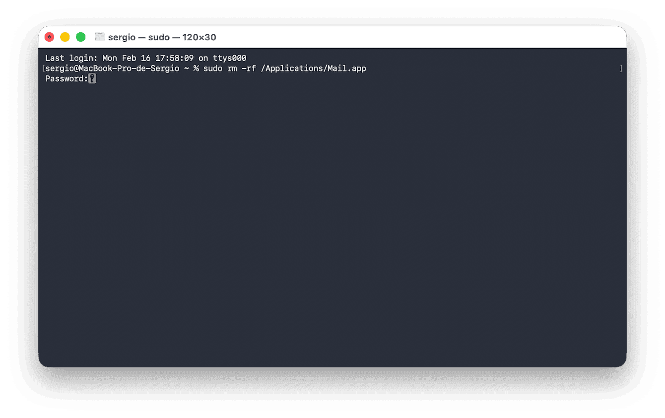 Supprimez l'appli Mail