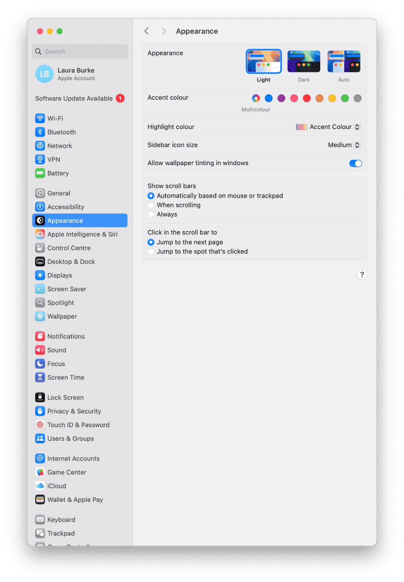 les R&eacute;glages Syst&egrave;me&nbsp;> Apparence