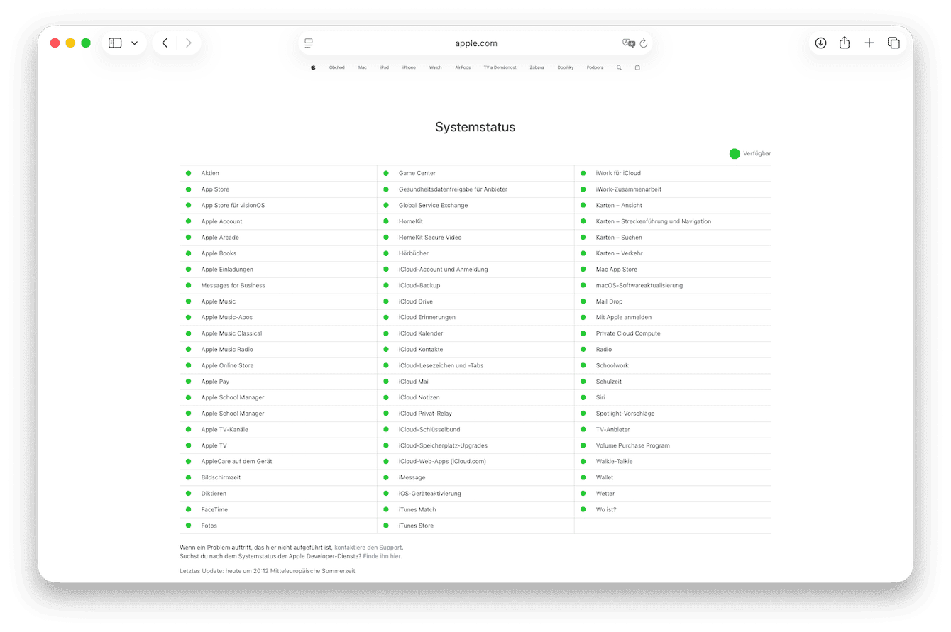 &Uuml;berpr&uuml;fen Sie, ob die iCloud-Server ausgefallen sind