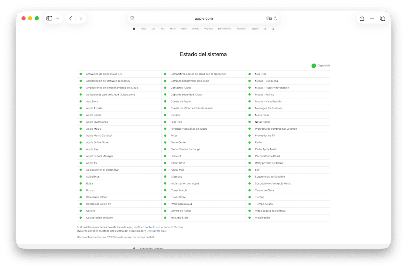 Comprueba si los servidores de iCloud est&aacute;n ca&iacute;dos