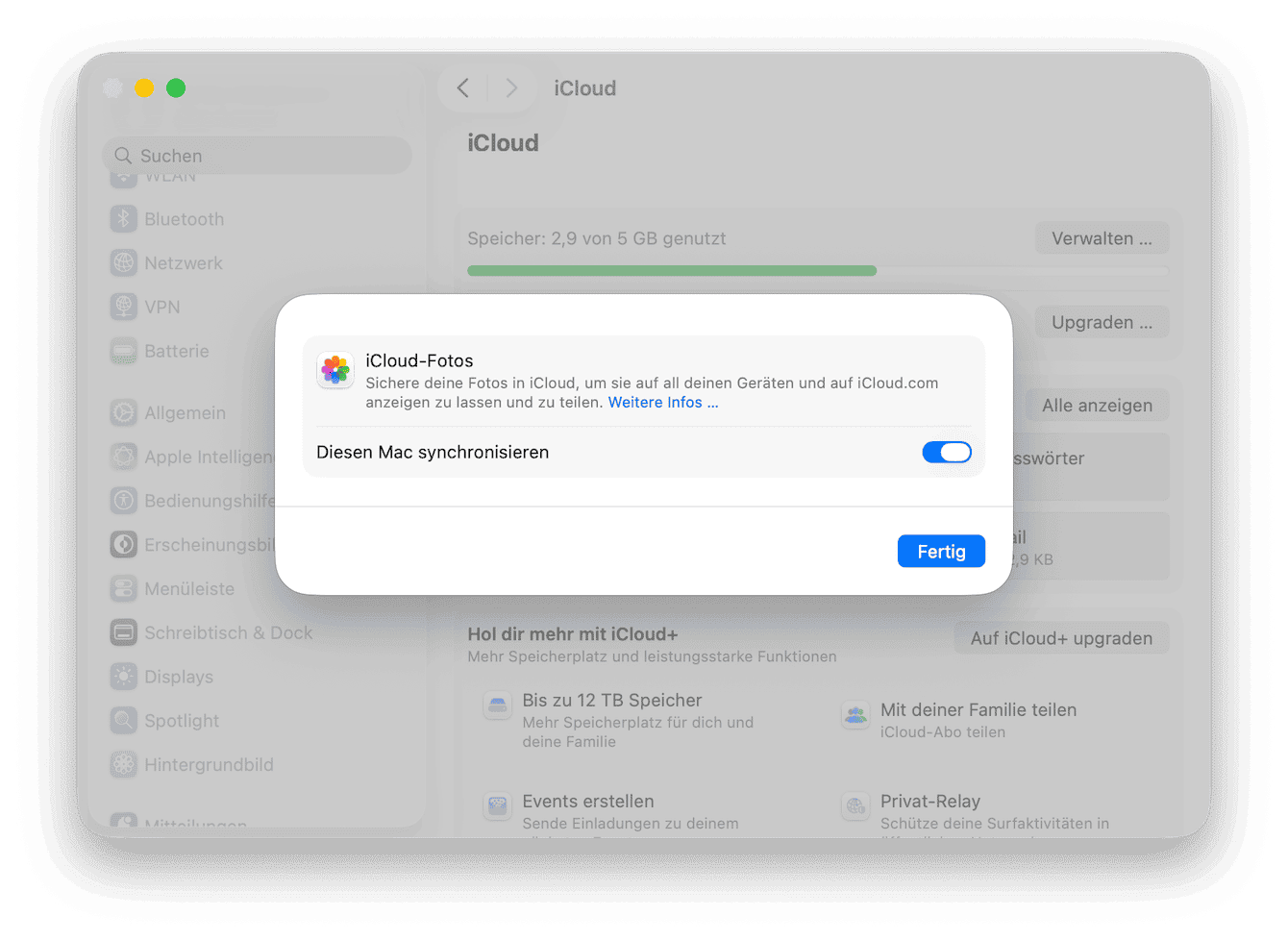 Stellen Sie sicher, dass &bdquo;iCloud-Fotos&ldquo; aktiviert ist
