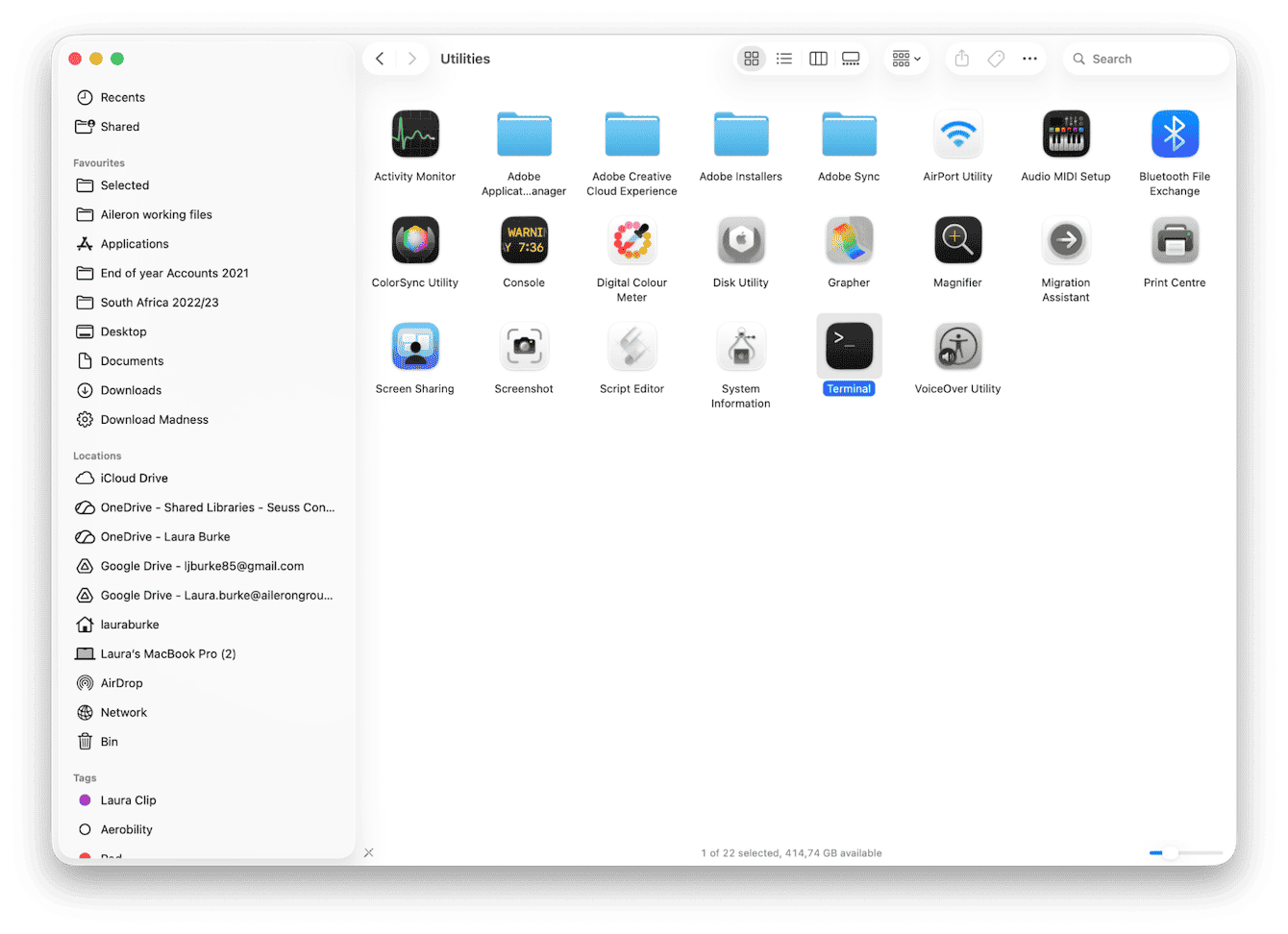 Utilities folder on Mac