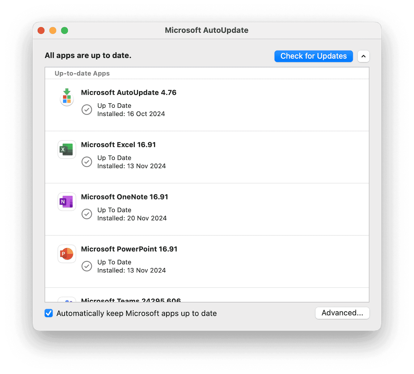 Microsoft AutoUpdate tool
