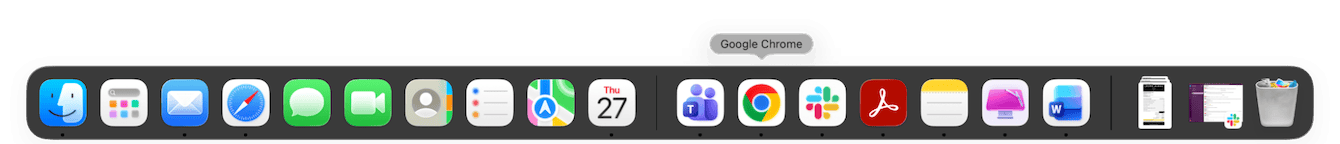 The dot under the Dock icon disappears