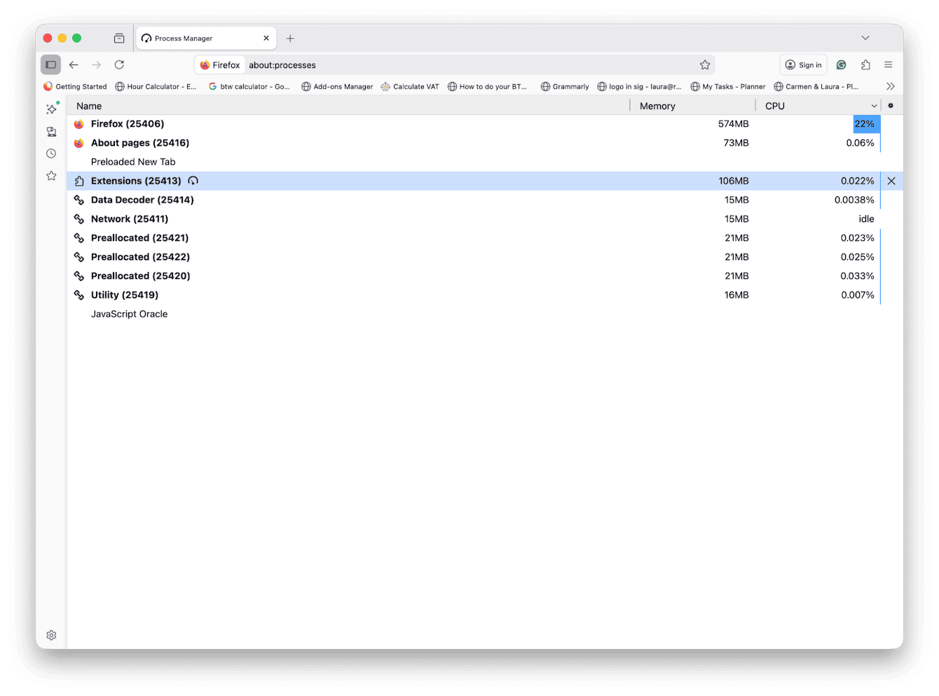 Firefox browser management