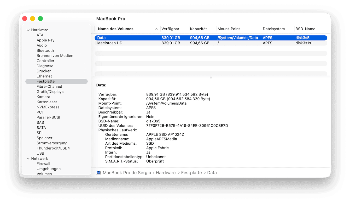 Halten Sie auf Ihrem Mac die Alt-Taste gedr&uuml;ckt