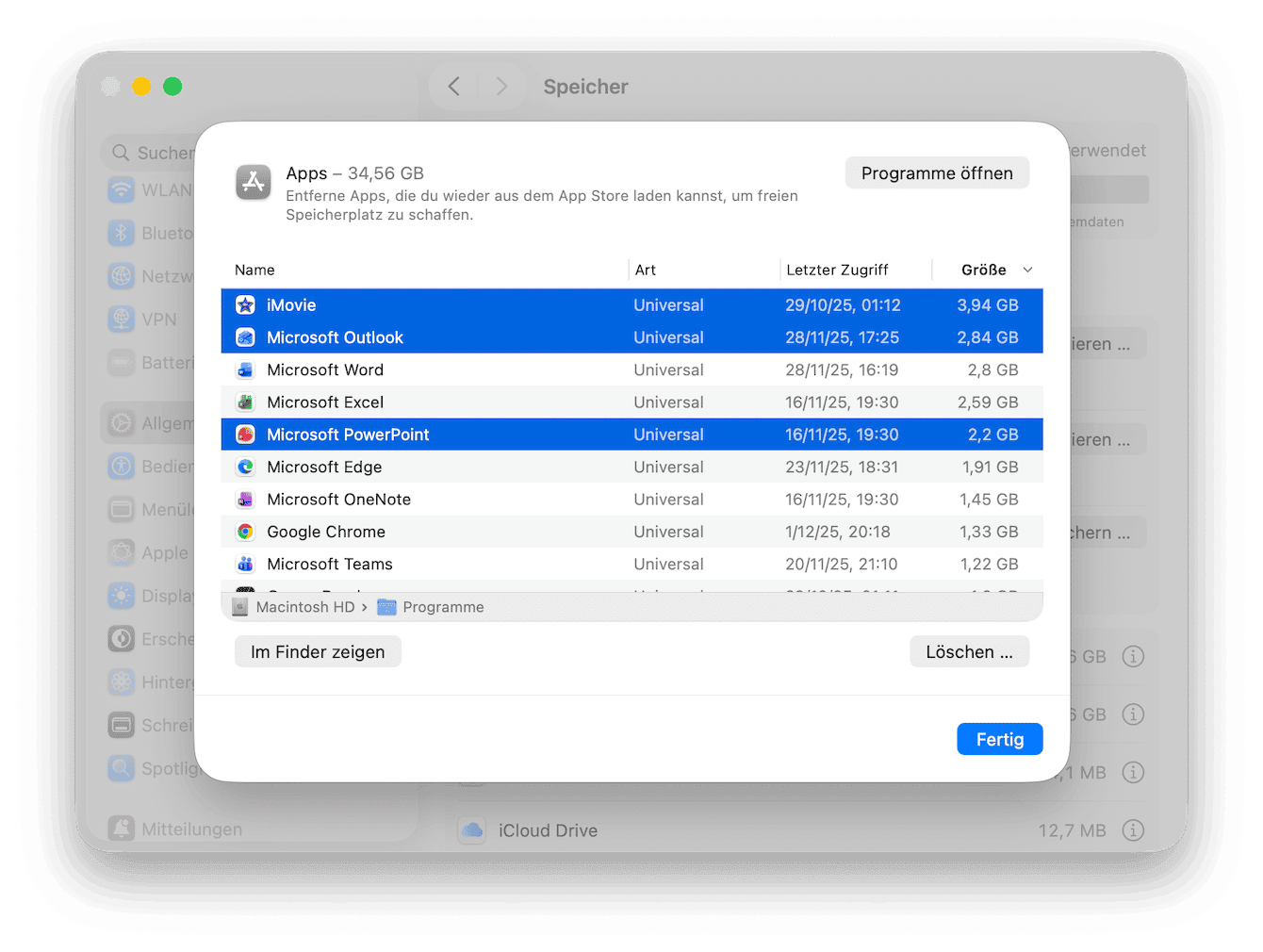 Nicht verwendete Programme deinstallieren
