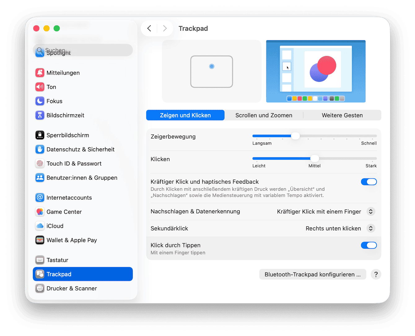 &Ouml;ffne das Apple-Men&uuml; > Systemeinstellungen > Trackpad