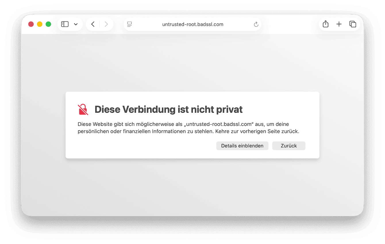 Viele Browser &ndash; wie Chrome und Safari &ndash; benachrichtigen uns, wenn wir im Begriff sind, eine nicht vertrauensw&uuml;rdige Website aufzurufen