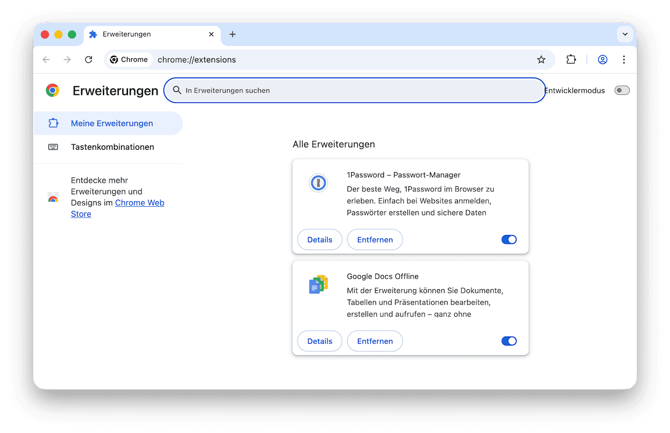 &Uuml;berpr&uuml;fen Sie Ihre Erweiterungen