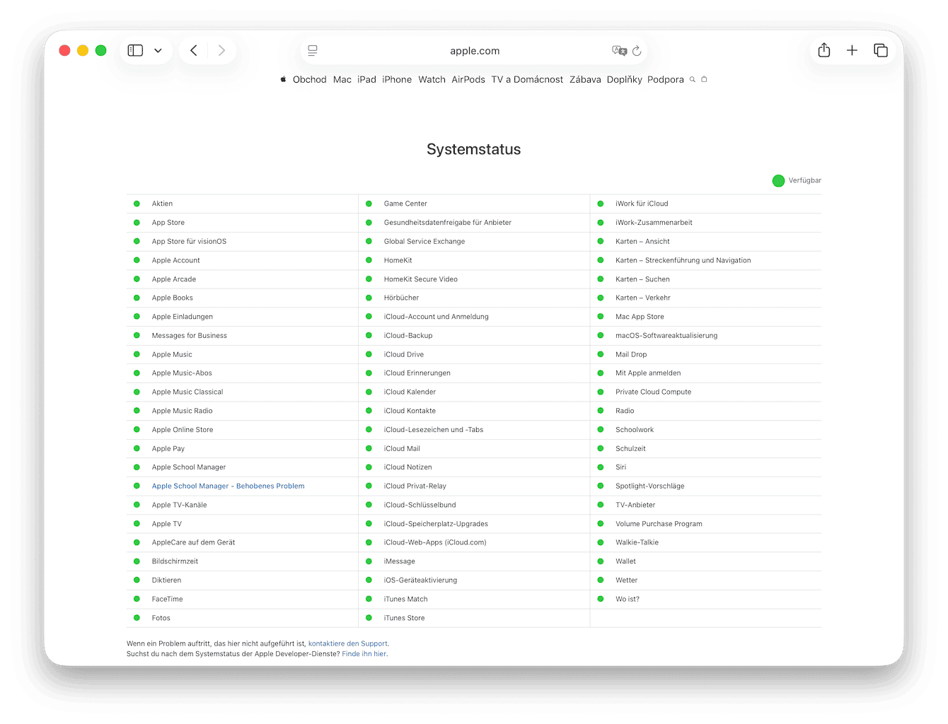 &Uuml;berpr&uuml;fen Sie die Server von Apple
