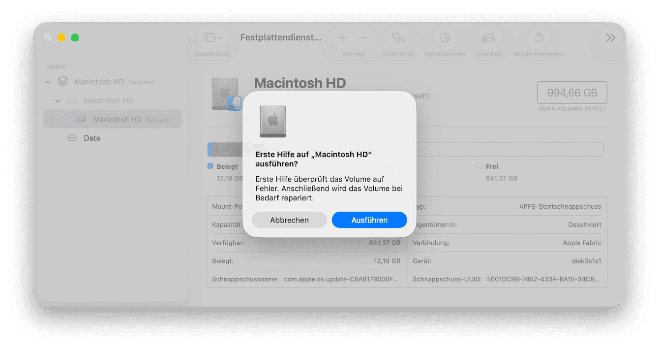 Nutzen Sie das Festplattendienstprogramm