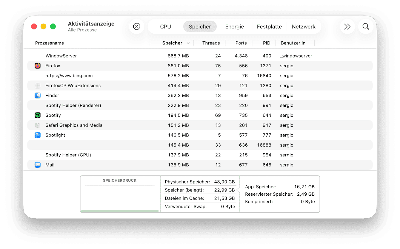 Gehe Sie zu Programme > Dienstprogramme > Aktivit&auml;tsanzeige