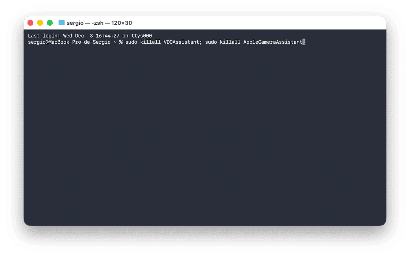 Starten Sie die Kamera am Mac neu
