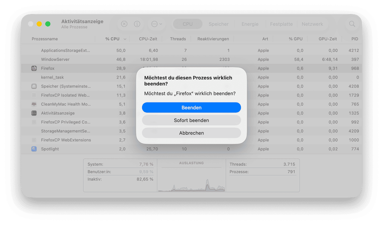 Nach nicht reagierenden Programmen suchen