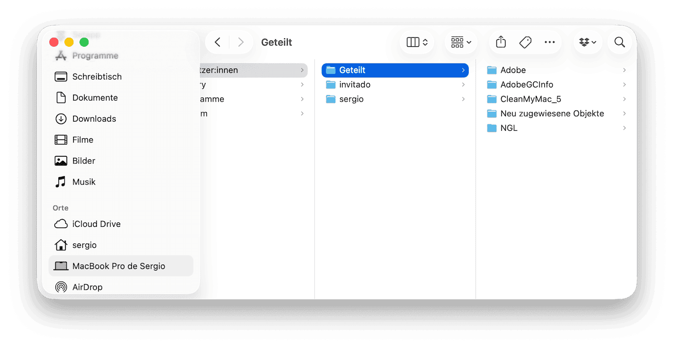 &Uuml;berpr&uuml;fen Sie Ihren &bdquo;Geteilt&ldquo;-Ordner