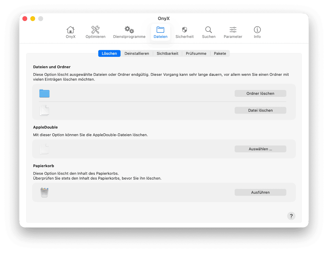 Ein weiterer kostenlosre Mac-Cleaer it OnyX