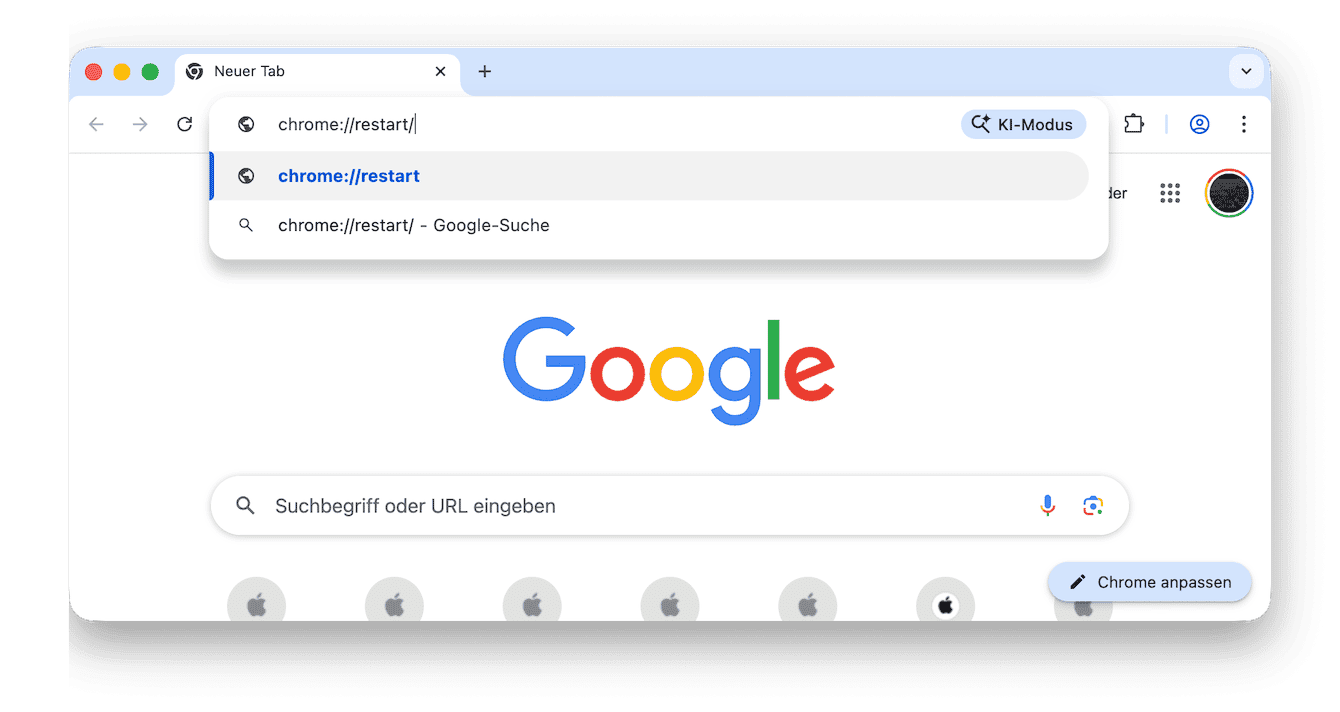 Starten Sie Chrome neu