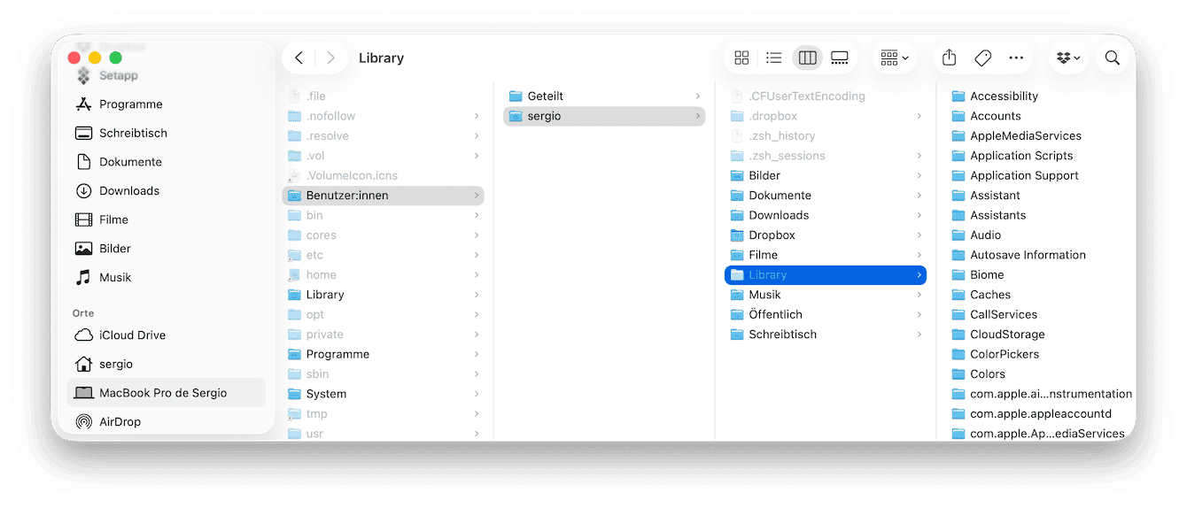 So zeigen Sie den versteckten Library-Ordner an