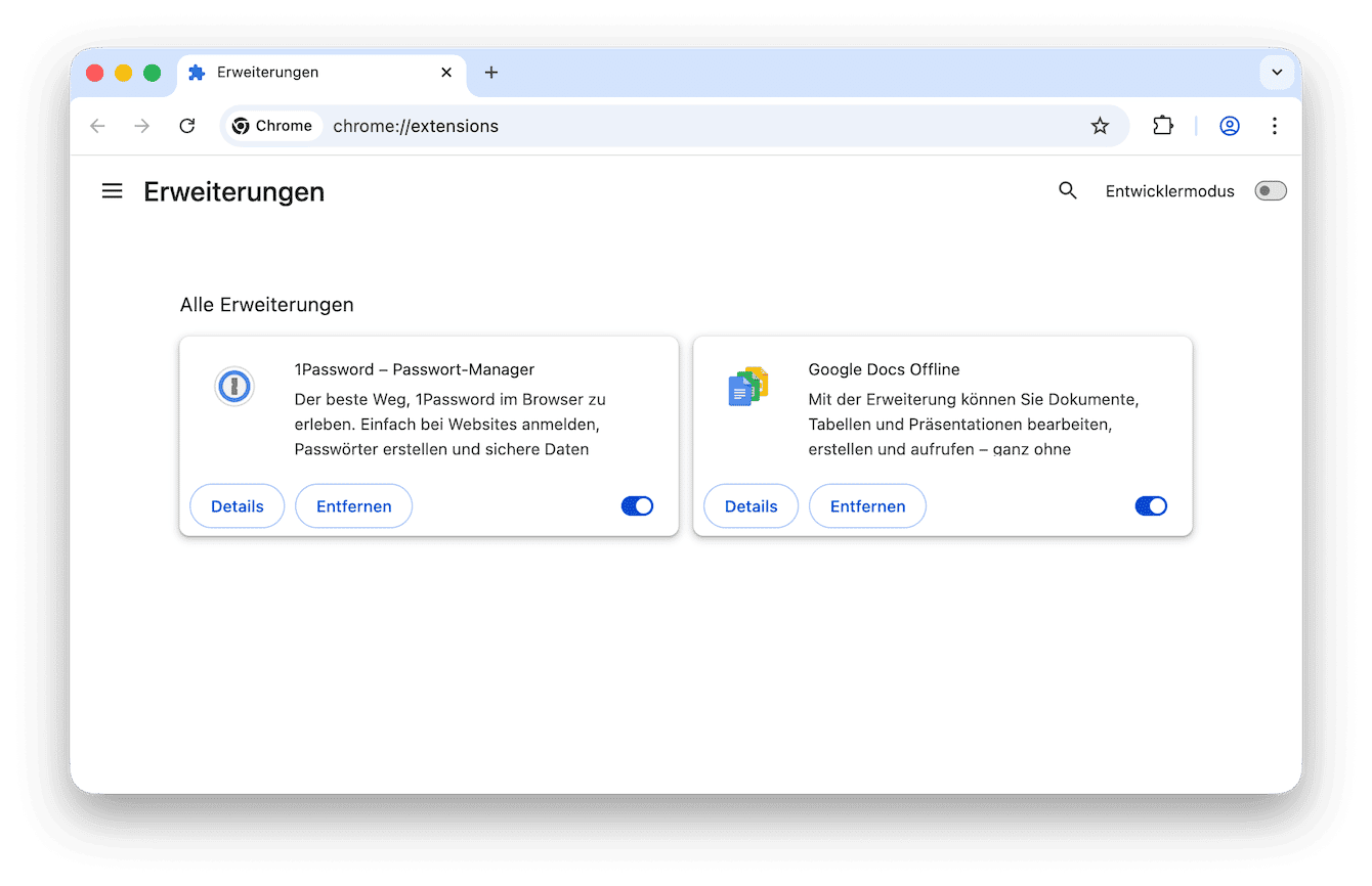 Browser-Erweiterungen entfernen