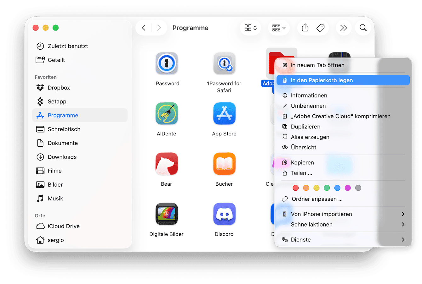 Ungenutzte Programme l&ouml;schen