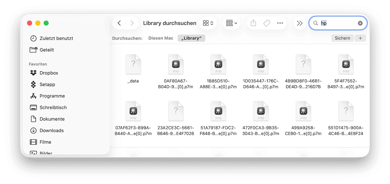 Identifiziere alle zugeh&ouml;rigen Dateien und bewege sie in den Papierkorb