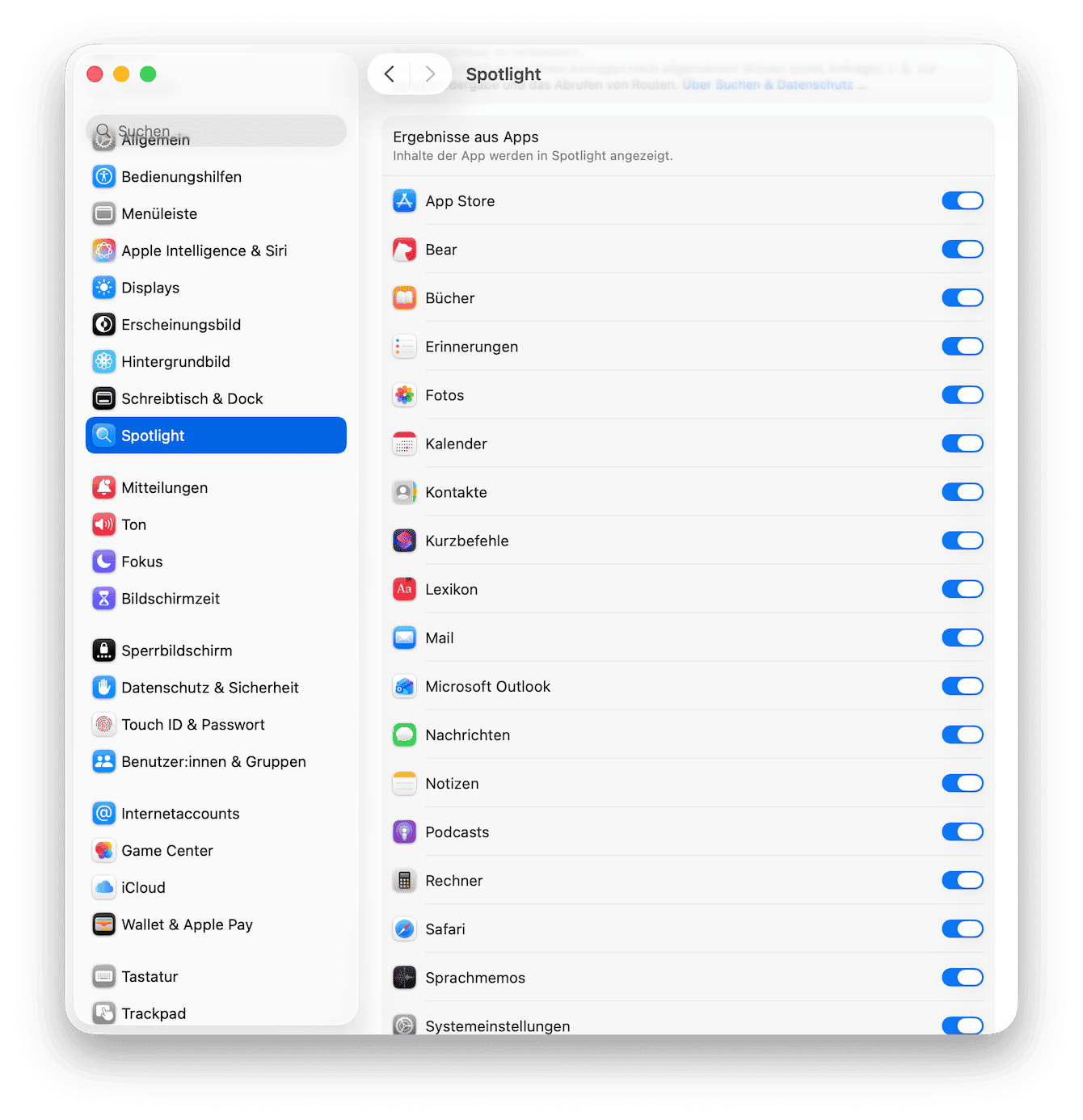 Passen Sie Ihre Sucheinstellungen an