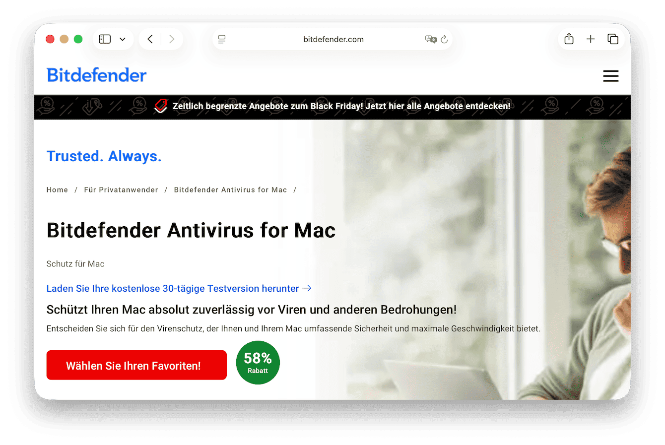BitDefender bietet neben dem &uuml;blichen Anti-Malware-Schutz auch Schutz vor Ransomware und Phishing-Angriffen