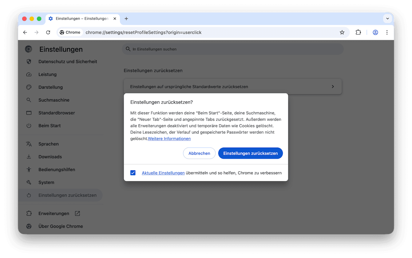 &Ouml;ffnen Sie Chrome, w&auml;hlen Sie das Drei-Punkte-Men&uuml; oben rechts und w&auml;hlen Sie &bdquo;Einstellungen&ldquo;