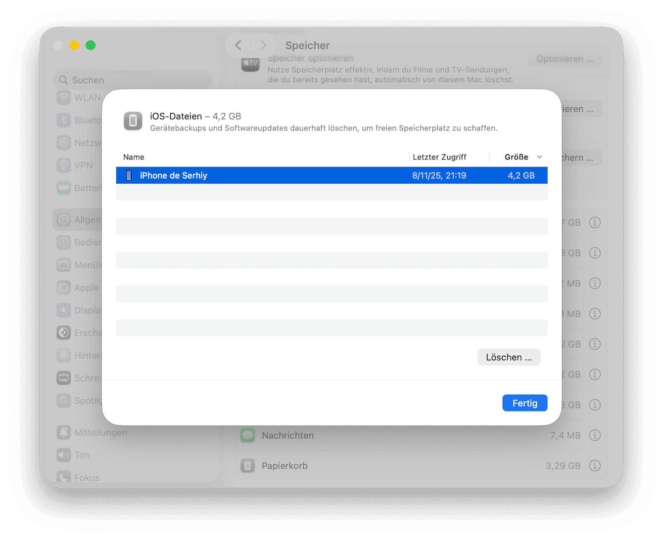 Alte iPhone- und iPad-Backups entfernen